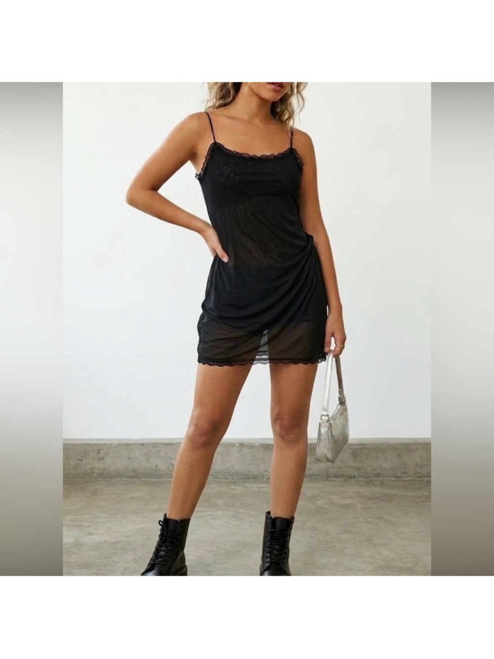 Vintage y2k Ralph Lauren Mesh Dress Lined Small Whimsigoth Dark Academia